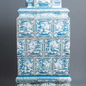 Een samengestelde stoof met blauw-witte kacheltegels, Neurenberg, Duitsland, 18e eeuw — foto 8