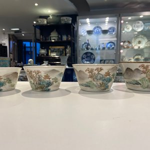 Een set van negen aflopende Chinese kommen met landschappen, Daoguang merk, 20e eeuw — foto 11