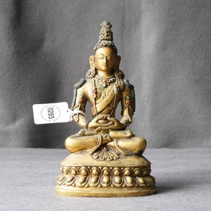 Een Sino-Mongoolse ingelegde verguld bronzen figuur van Amitayus, 18/19e eeuw — foto 4