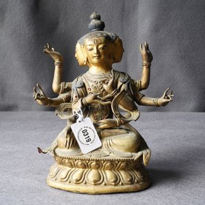Een Sino-Tibetaanse ingelegde verguld koperen figuur van Ushnishavijaya, 18e eeuw — foto 4