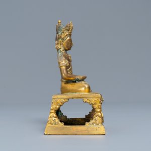 Een Sino-Tibetaanse verguld bronzen figuur van Boeddha Amitayus, Qianlong — foto 5