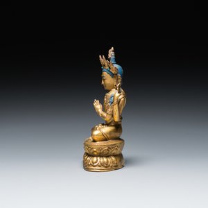 Een Sino-Tibetaanse vergulde bronzen Avalokitesvara, 17/18e eeuw — foto 5
