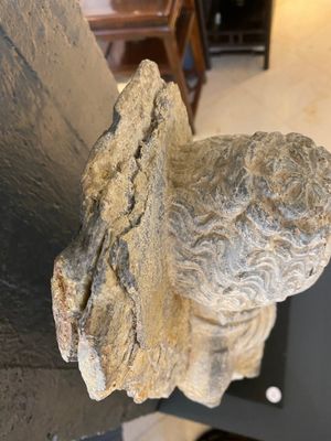 Een staande sculptuur van Boeddha Shakyamuni in grijze leisteen, Gandhara, 3/4e eeuw — foto 12