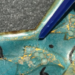 Een stervormige tegel met Lajvardina glazuur met turquoise fondkleur, Kashan, Iran, 13e eeuw — foto 11