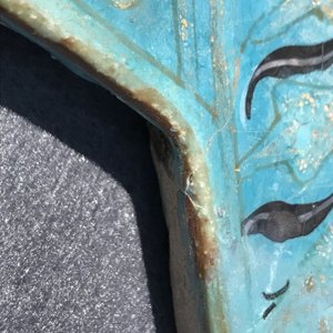 Een stervormige tegel met Lajvardina glazuur met turquoise fondkleur, Kashan, Iran, 13e eeuw — foto 8