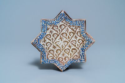 Een stervormige tegel met lusterglazuur, Kashan, Iran, 14e eeuw