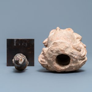 Een terracotta mannenhoofd in hellenistische stijl, India, Gandhara, 2e/4e eeuw — foto 7