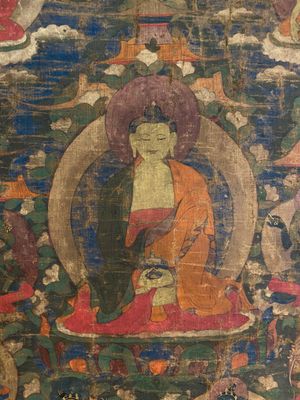 Een thangka met Bhaisajyaguru, Tibet, 15/16e eeuw — foto 2