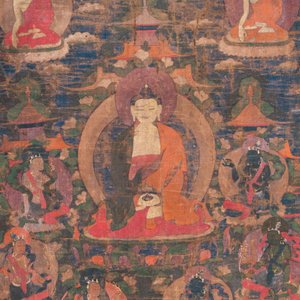 Een thangka met Bhaisajyaguru, Tibet, 15/16e eeuw — foto 4