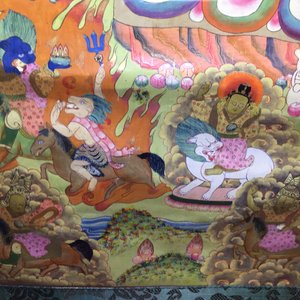 Een thangka met Mahakala, Tibet of Nepal, 19/20e eeuw — foto 7
