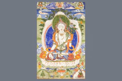 Een thangka met Witte Tara, Tibet, 18/19e eeuw