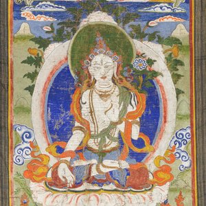 Een thangka met Witte Tara, Tibet, 18/19e eeuw — foto 3