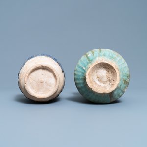 Een turquoise albarello en een blauw-geglazuurde kan in islamitisch aardewerk, Iran of Syrië, 12/13e eeuw — foto 6