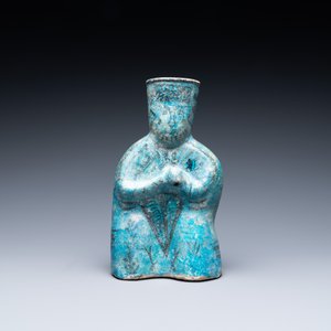 Een turquoise- en zwart-geglazuurde aardewerken figuratieve kan, Kashan, Iran, 12/13e eeuw — foto 2