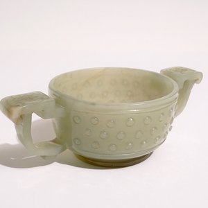 Een twee-orige kom in Chinese celadon jade, 19e eeuw — foto 7