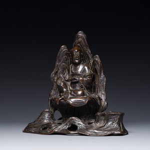 Een uiterst zeldzame en unieke 'Laozi' wierookbrander en deksel, Yuan — foto 1