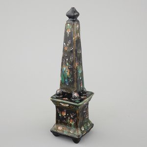 Een uiterst zeldzame obelisk in zwart Delfts aardewerk, ca. 1700 — foto 1