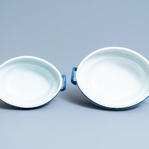 Een uitgebreid Chinees blauw-wit servies met jachtdecor, 18/19e eeuw — foto 14