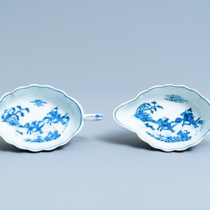 Een uitgebreid Chinees blauw-wit servies met jachtdecor, 18/19e eeuw — foto 25