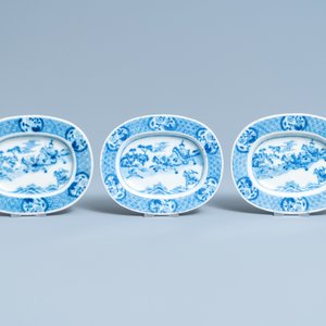 Een uitgebreid Chinees blauw-wit servies met jachtdecor, 18/19e eeuw — foto 33