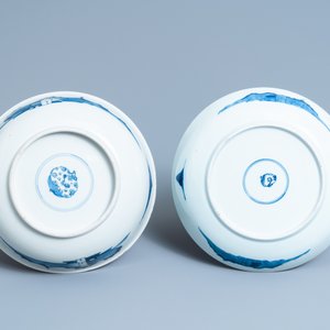 Een uitgebreid Chinees blauw-wit servies met jachtdecor, 18/19e eeuw — foto 60