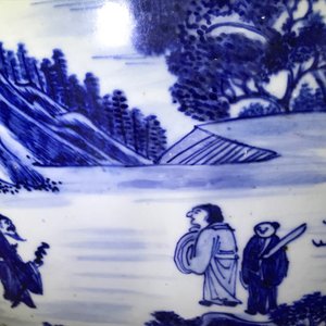 Een uitzonderlijk grote Chinese blauwwitte vissenkom, 19e eeuw — foto 10
