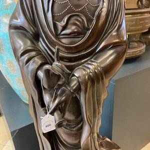 Een uitzonderlijk grote Chinese met zilver ingelegde bronzen figuur van Guanyin, Yutang Shi Sou merk, Qing — foto 15