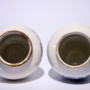 Een uitzonderlijk paar blauw-witte Delftse tabakspotten "Het Wapen van Zeeland", 18e eeuw — foto 5