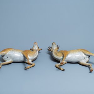 Een uitzonderlijk paar grote Chinese cloisonné modellen van herten, Qianlong/Jiaqing — foto 7