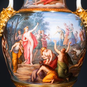 Een uitzonderlijke grote mythologische 'Diana en Aktaion' vaas, porselein uit Meissen, 2e helft 19e eeuw — foto 3