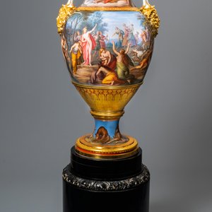Een uitzonderlijke grote mythologische 'Diana en Aktaion' vaas, porselein uit Meissen, 2e helft 19e eeuw — foto 8
