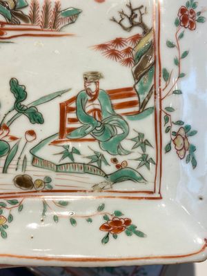 Een uitzonderlijke set van vijf vierkante Chinese wucai ko-sometsuke schotels voor de Japanse markt, Transitie periode — foto 26