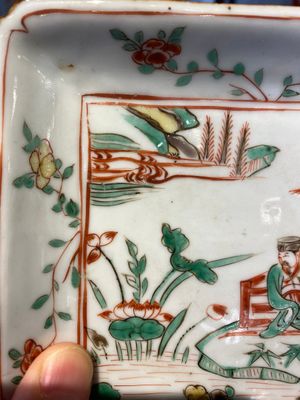 Een uitzonderlijke set van vijf vierkante Chinese wucai ko-sometsuke schotels voor de Japanse markt, Transitie periode — foto 3