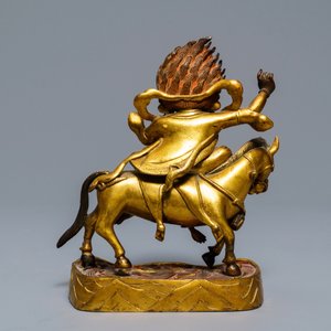 Een verguld bronzen figuur van Palden Lhamo, Tibet, 17e eeuw — foto 4