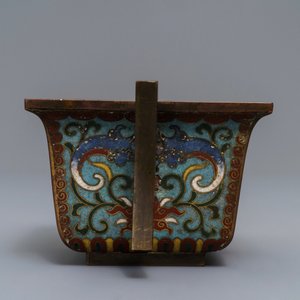 Een vierkante Chinese cloisonné wierookbrander, Qianlong merk en periode — foto 2