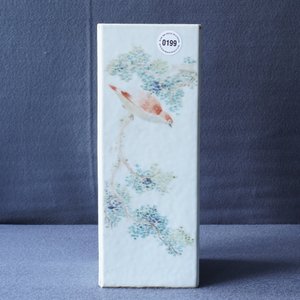 Een vierkante Chinese qianjiang cai hoedensteun, gesign. Mei Fengqiao, 19e eeuw — foto 7