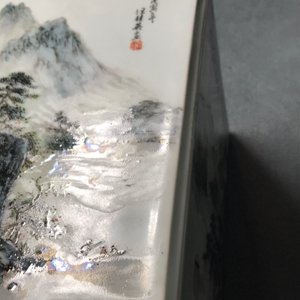 Een vierkante Chinese qianjiang cai penselenbeker met landschappen, 20e eeuw — foto 19