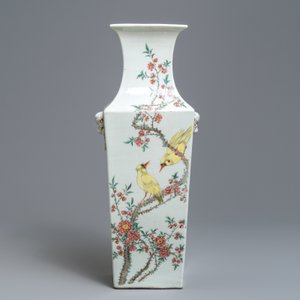 Een vierkante Chinese qianjiang cai vaas, 19/20e eeuw — foto 3