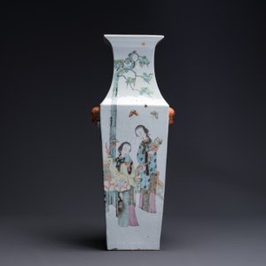 Een vierkante Chinese qianjiang cai vaas, gesigneerd Huang Ruming 黃汝銘, 19/20e eeuw — foto 3
