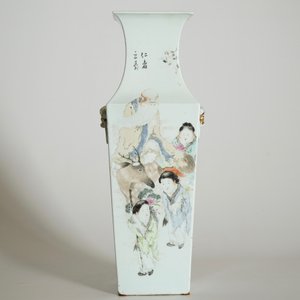 Een vierkante Chinese qianjiang cai vaas, gesigneerd Ma Qing Yun, 19/20e eeuw — foto 7