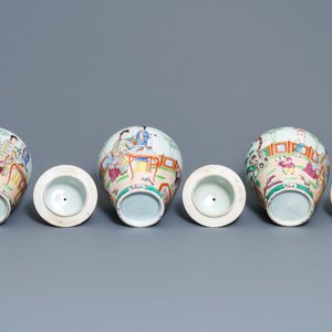 Een vijfdelig famille rose-stijl chinoiserie kaststel, Bayeux, Frankrijk, 19e eeuw — foto 6