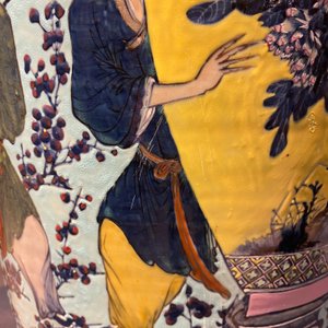 Een zeer grote Chinese famille rose dekselvaas met turquoise fondkleur, 19e eeuw — foto 37