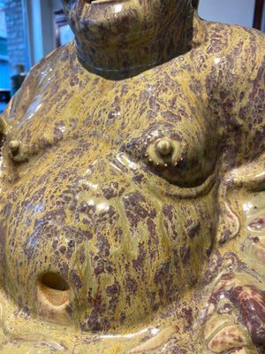 Een zeer grote Chinese figuur van Boeddha met flambé glazuur, Shiwan, 18/19e eeuw — foto 6