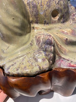 Een zeer grote Chinese figuur van Boeddha met flambé glazuur, Shiwan, 18/19e eeuw — foto 10