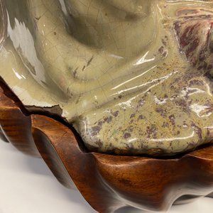 Een zeer grote Chinese figuur van Boeddha met flambé glazuur, Shiwan, 18/19e eeuw — foto 12