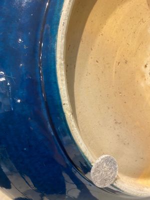 Een zeer grote Chinese monochrome blauw-geglazuurde schotel, Kangxi — foto 9