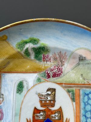 Een zeldzaam Chinees Canton famille rose bord met het wapen van Wight of Bradley, 19e eeuw — foto 6