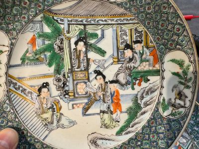 Een zeldzaam Chinees Canton famille verte 27-delig theeservies, 19e eeuw — foto 13