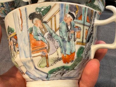 Een zeldzaam Chinees Canton famille verte 27-delig theeservies, 19e eeuw — foto 28