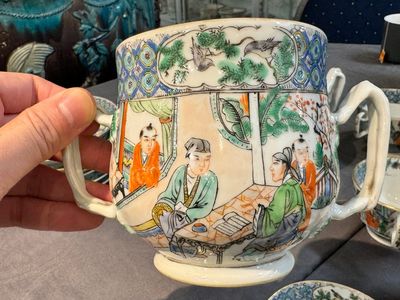 Een zeldzaam Chinees Canton famille verte 27-delig theeservies, 19e eeuw — foto 36